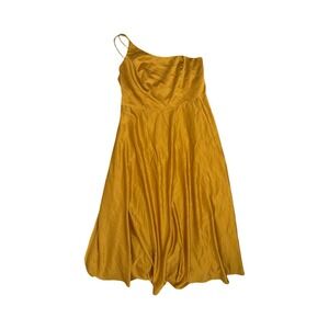 DB Studio Celebrate Size 18 Gold Satin One Shoulder Strap A-line Event Dress
